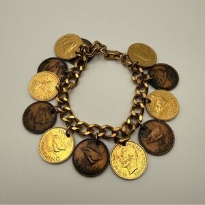 Vintage 1940s/50s Farthings Coil Chain Bracelet